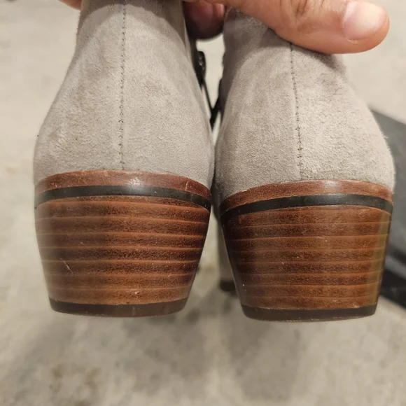 Sam Edelman Taupe Suede Block Heel Ankle Booties, Sz 7 - Picture 4 of 8
